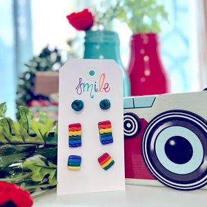 Pride earring collection in polymer clay